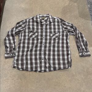 Sonoma Men's Plaid Shirt in Brown and White